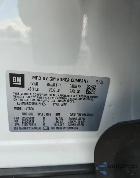 2021 Buick Encore Gx Preferred from USA, damaged, VIN KL4MMBS29MB121985